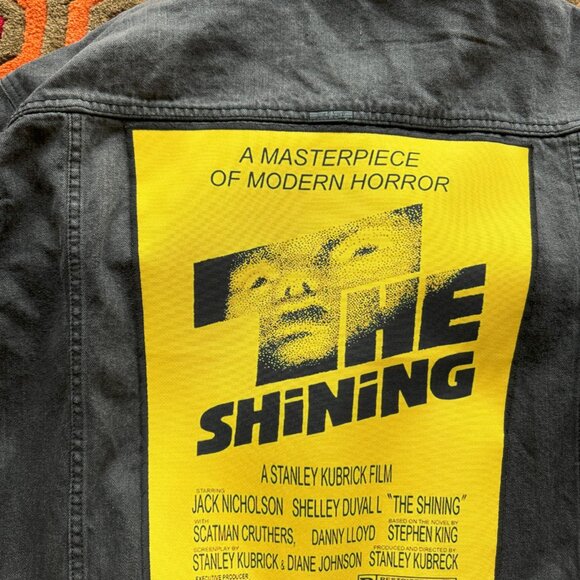 Medium Hudson Black Denim Jacket jean The Shining back patch - Picture 1 of 10
